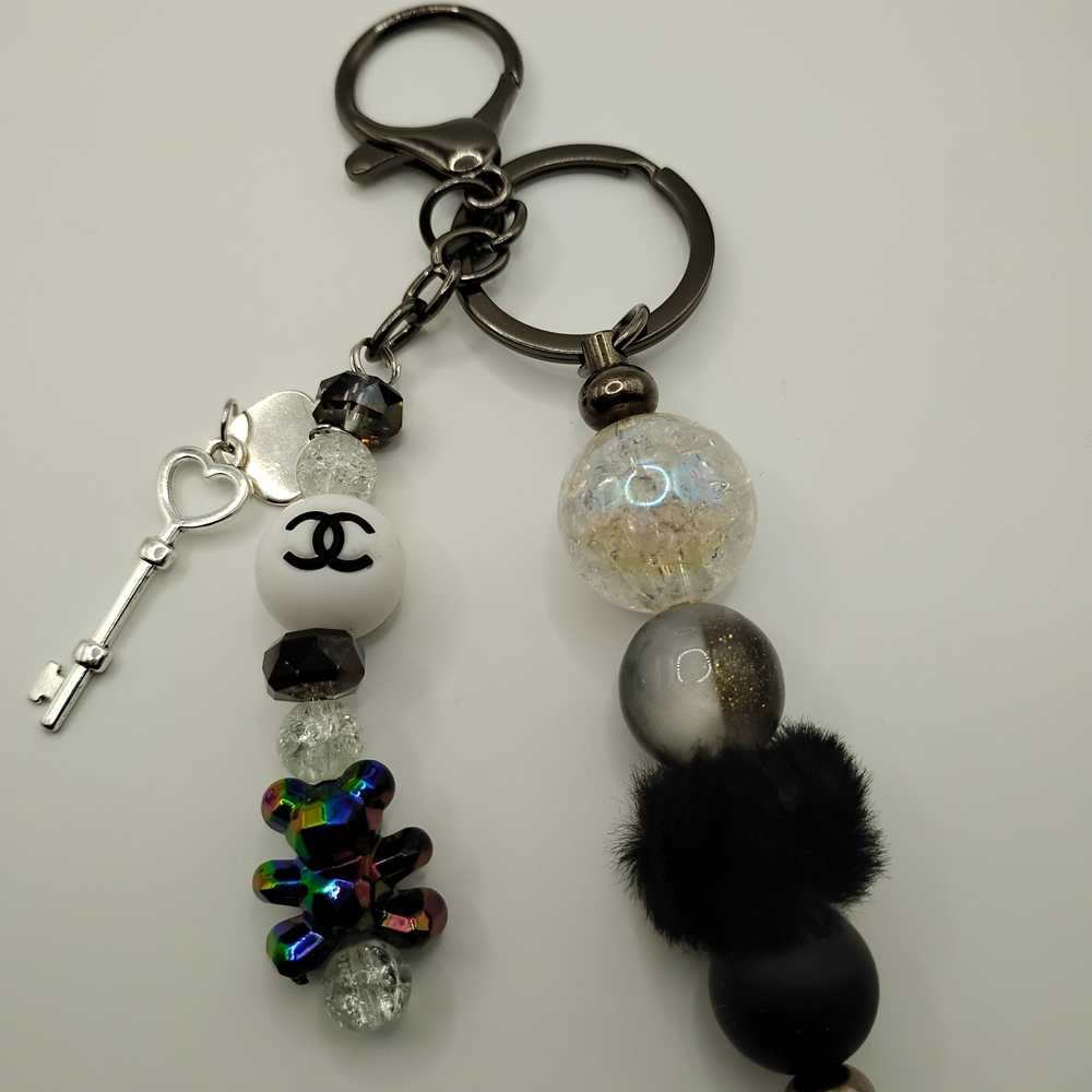 Chic Black and White Chanel Vibes Keychain Accessory - Picture 3 of 3